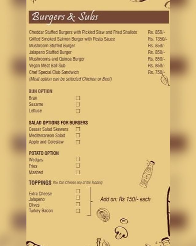 Screaming Beans menu