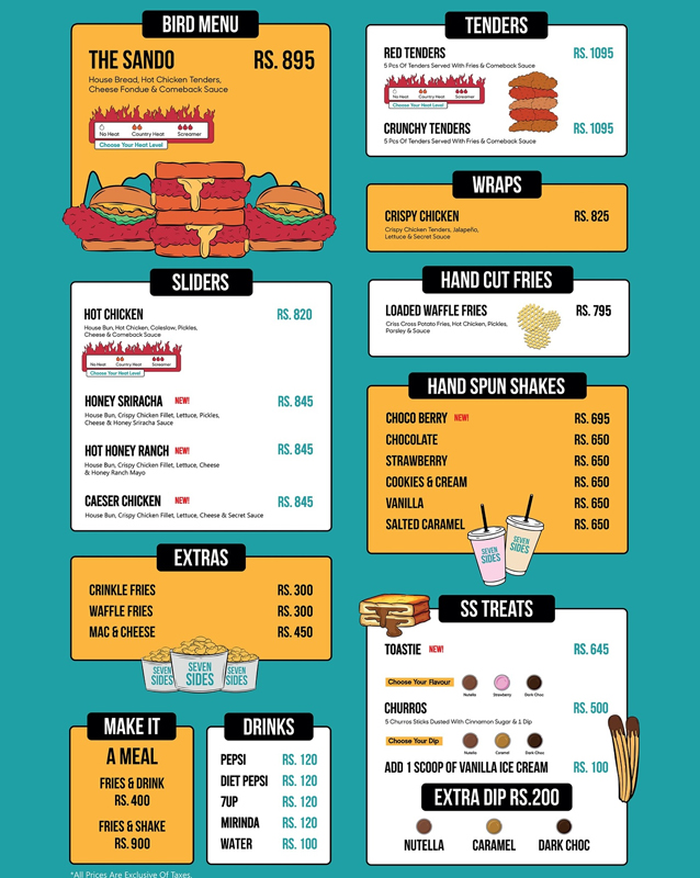 Seven Sides menu