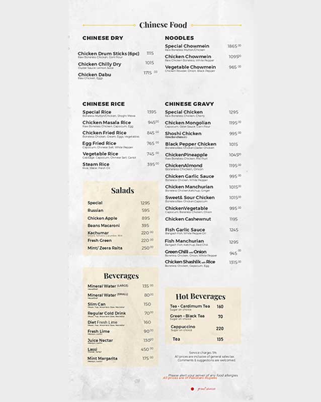Shahbaz Tikka menu