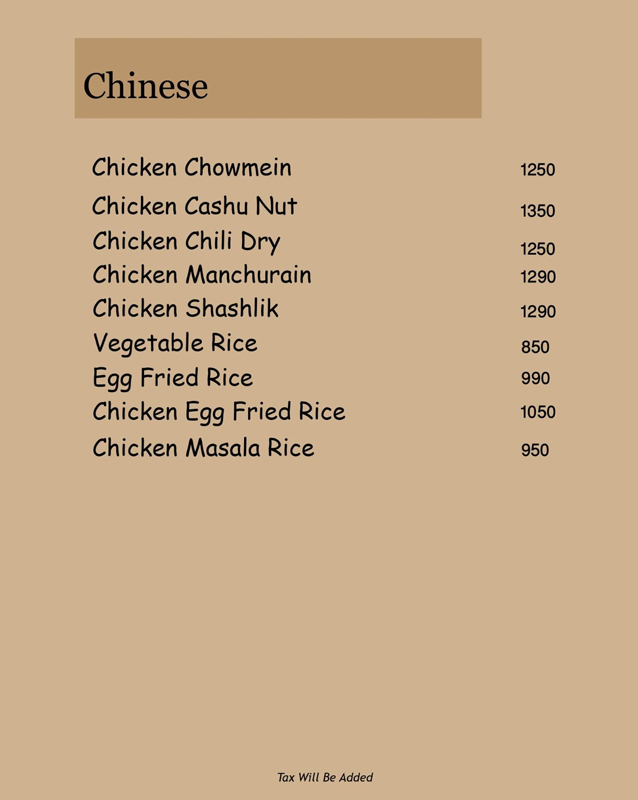 Shahi Bawarchi Khana menu