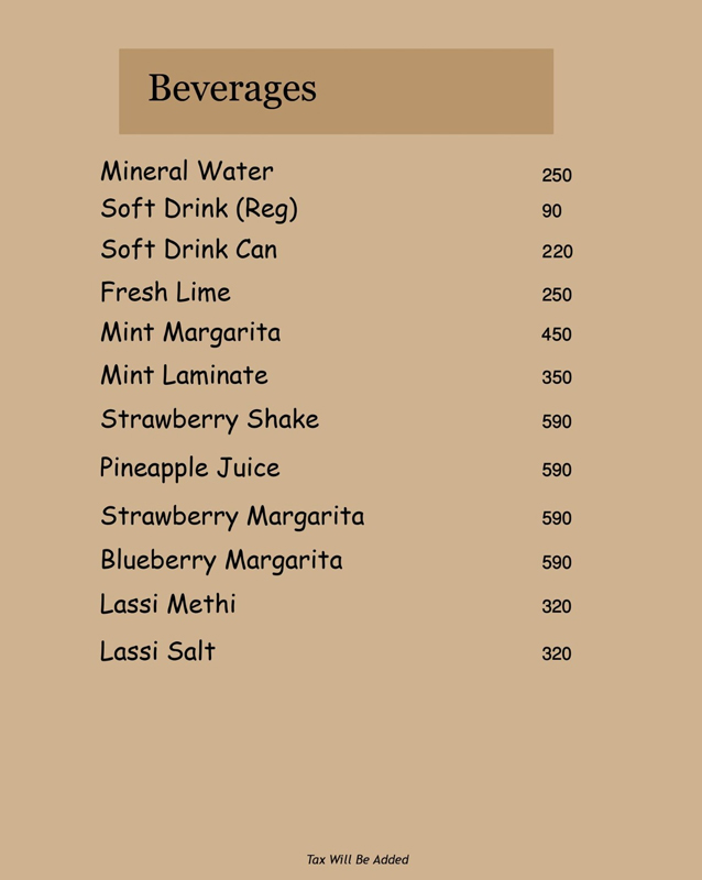 Shahi Bawarchi Khana menu