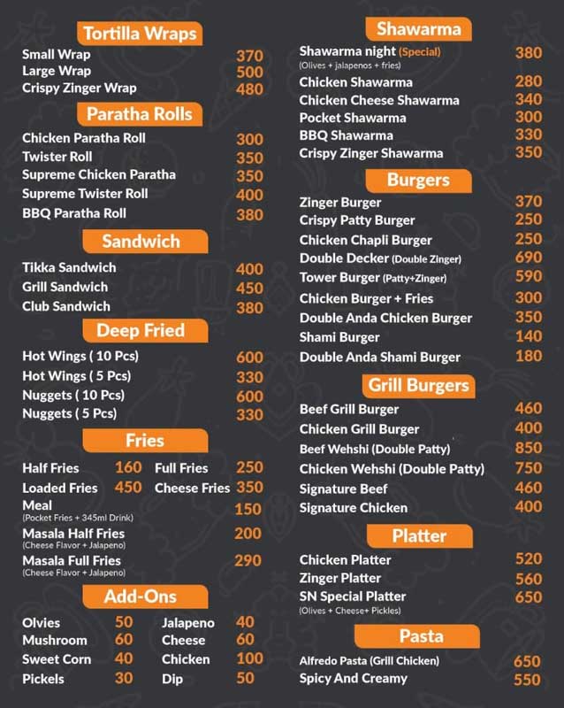 Shawarma Night menu