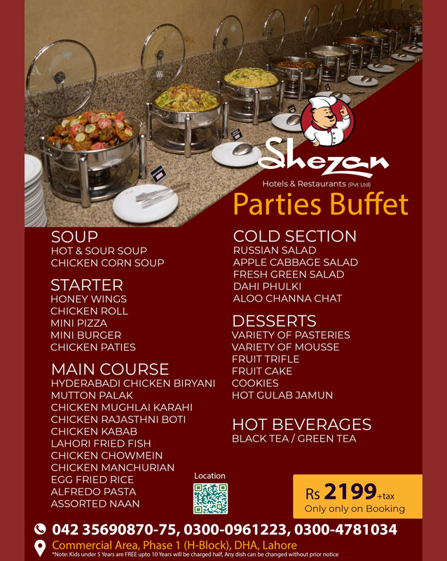 Shezan Regale menu
