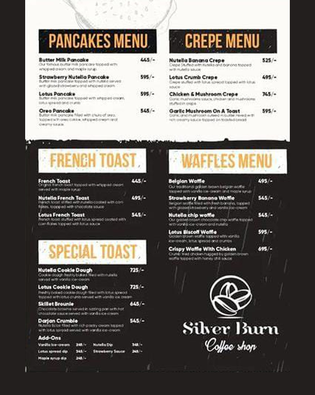 Silverburn Cafe menu