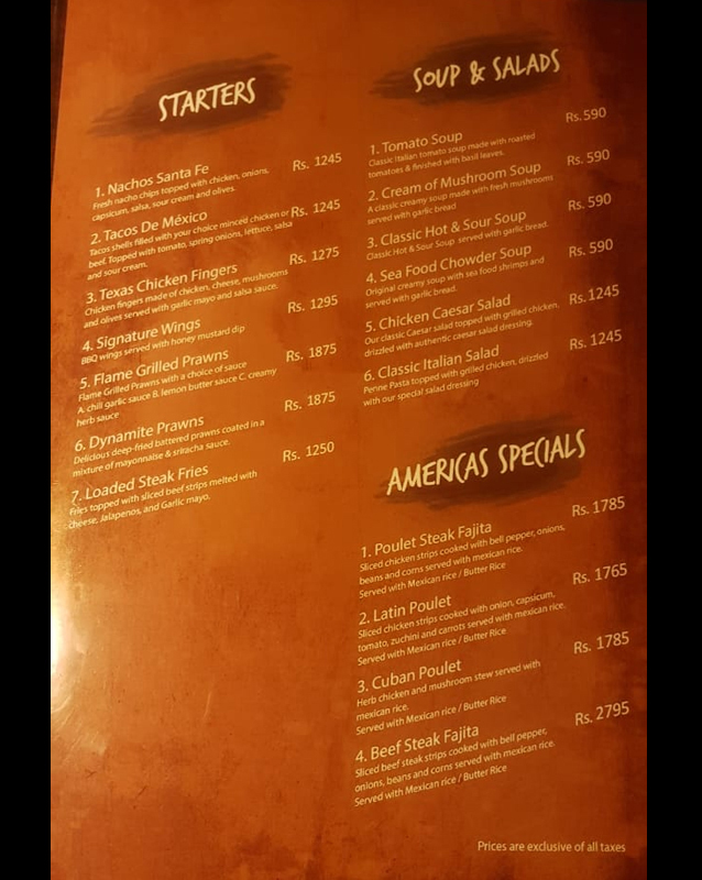 Smokey's Texas Grill menu