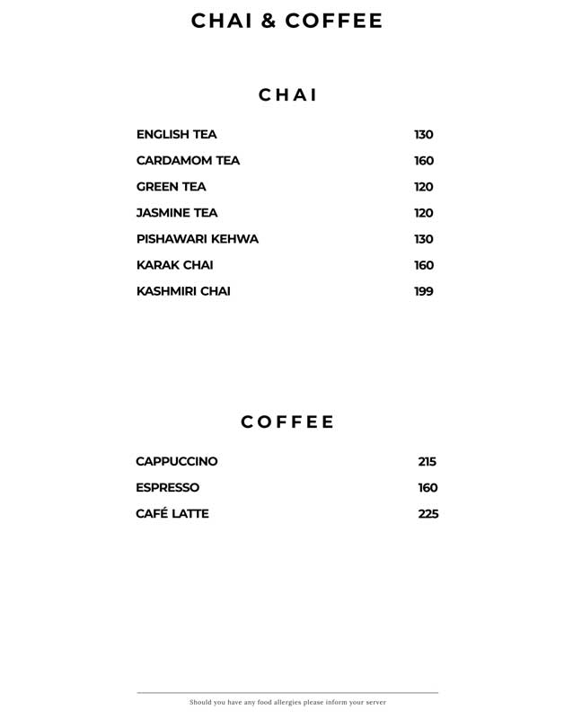 Spice Arena menu