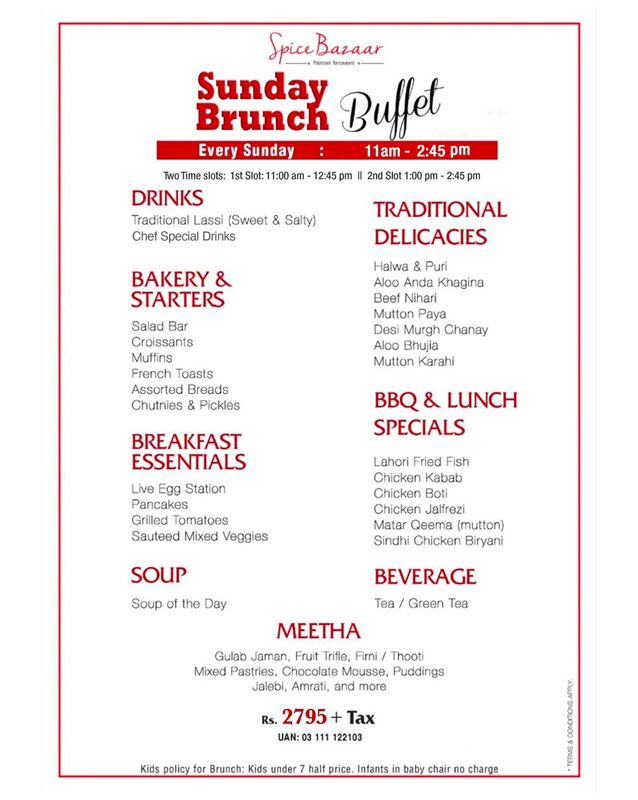 Spice Bazaar menu