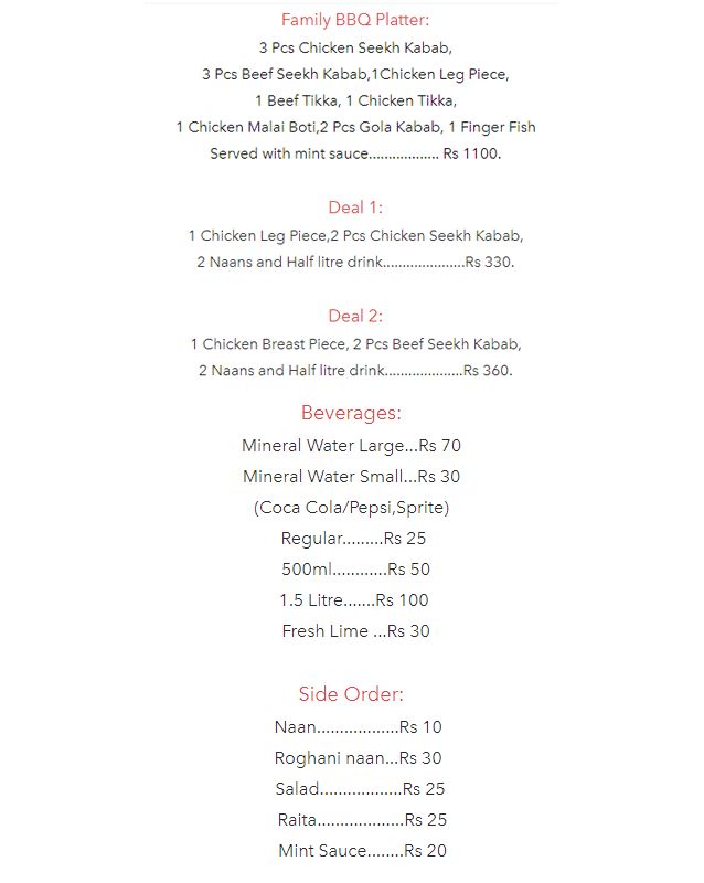 Spicy Grill Cottage menu