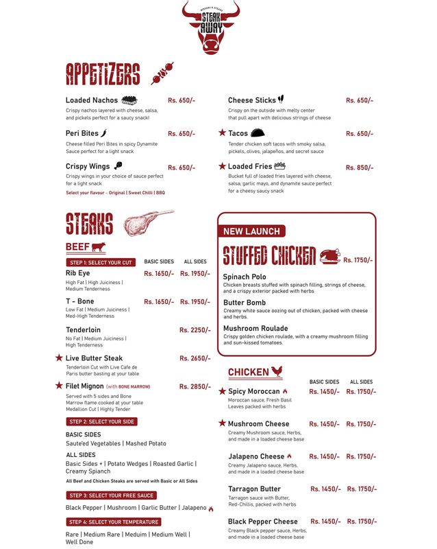 Steak Away menu