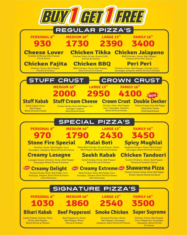 Stone Fire menu