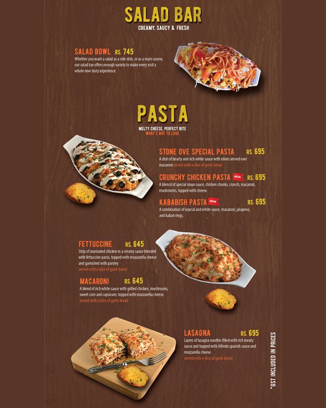 Stone Ove Pizza Valley menu