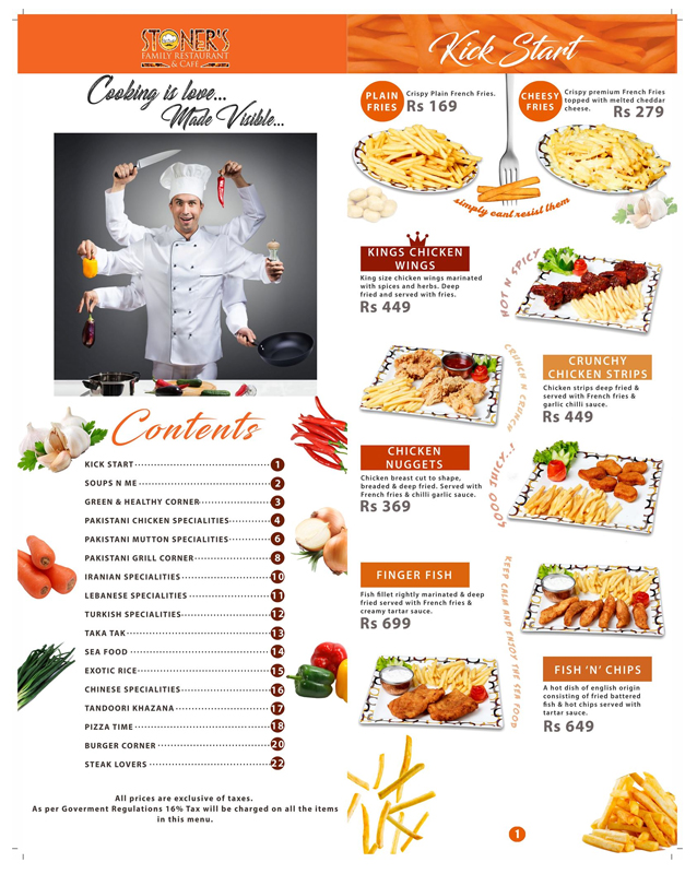 Stoner’s Family Restaurant menu