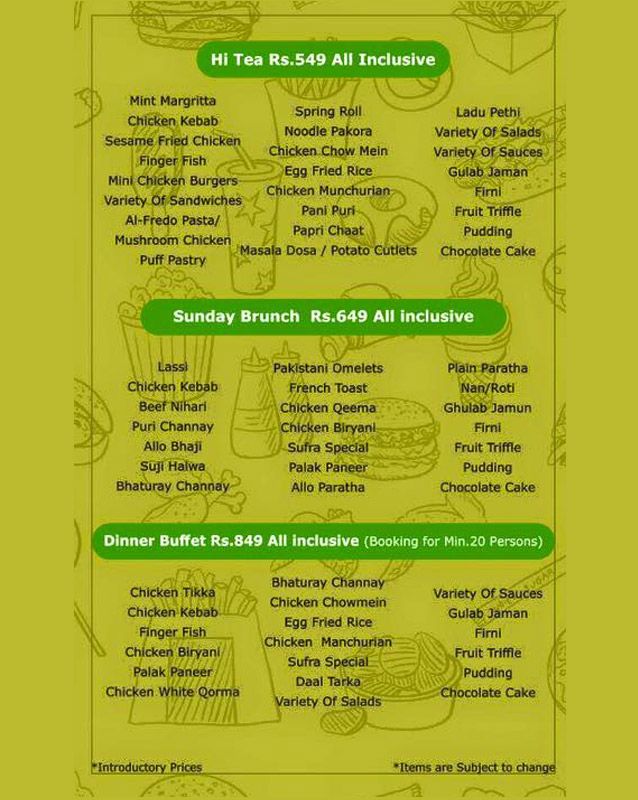 SUFRA Buffet menu