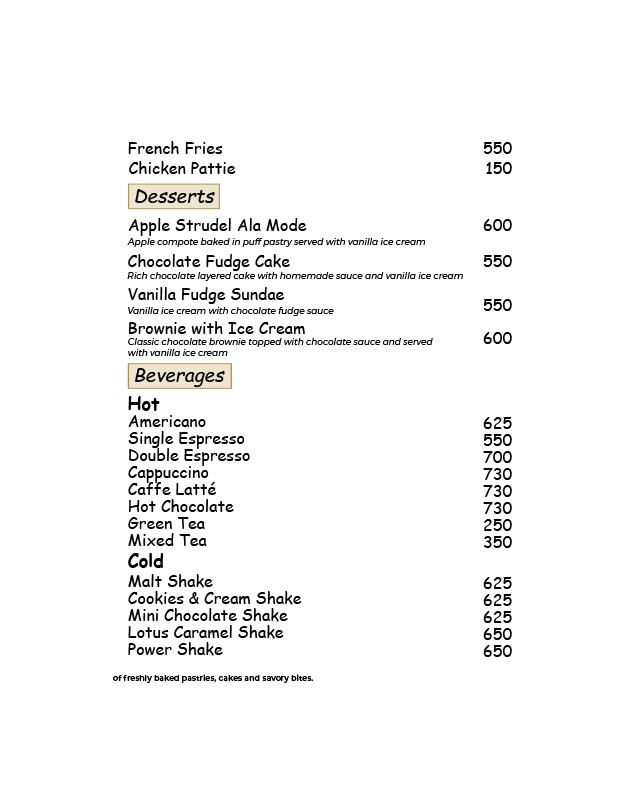 Sugar & Dough - Defence Raya Golf & Country Club menu