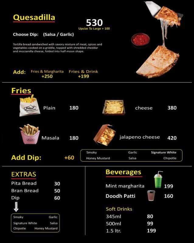 Sultan Shawarma menu