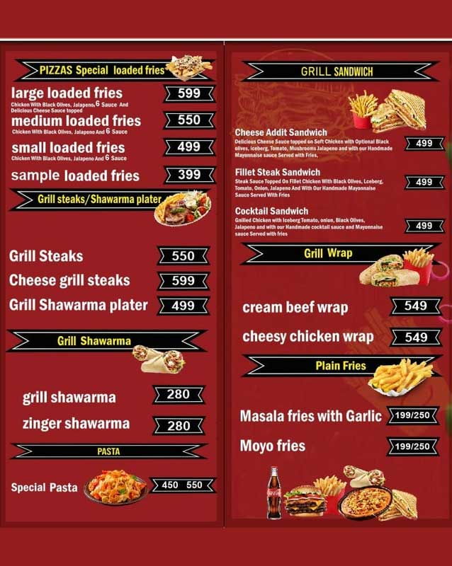 Super Grill Burger menu