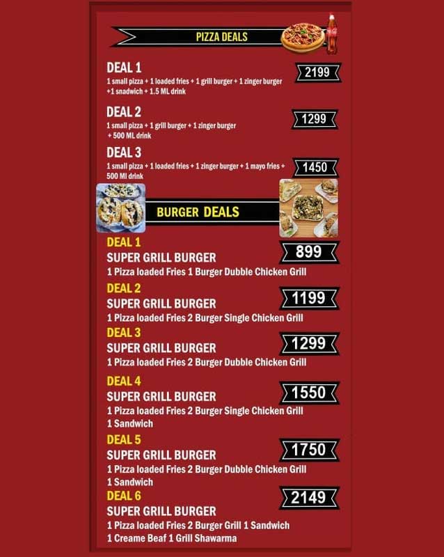 Super Grill Burger menu