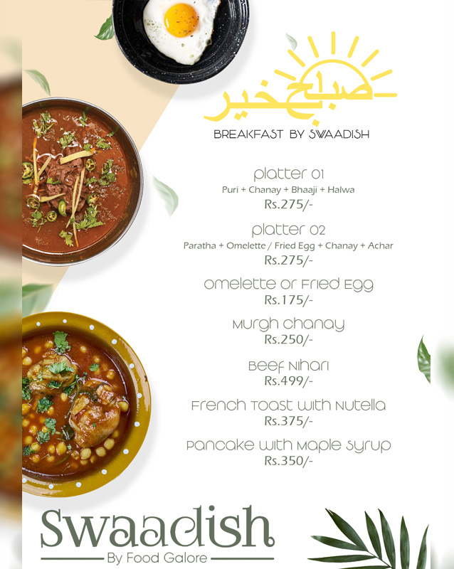 Swaadish By Food Galore menu