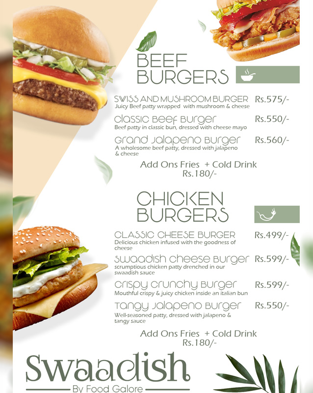 Swaadish By Food Galore menu