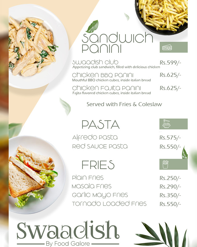 Swaadish By Food Galore menu
