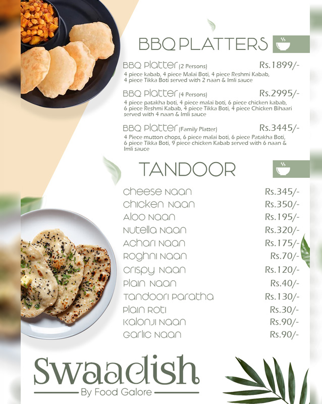 Swaadish By Food Galore menu