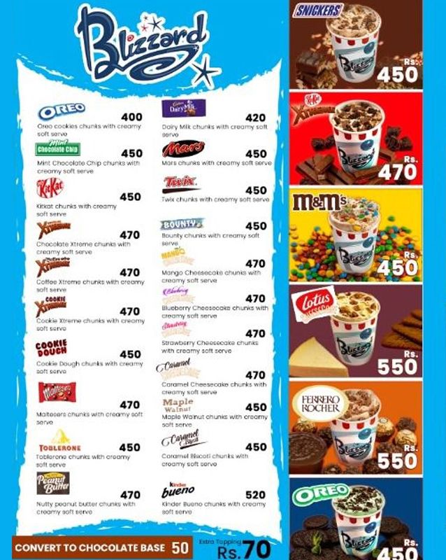 Sweet Creme menu