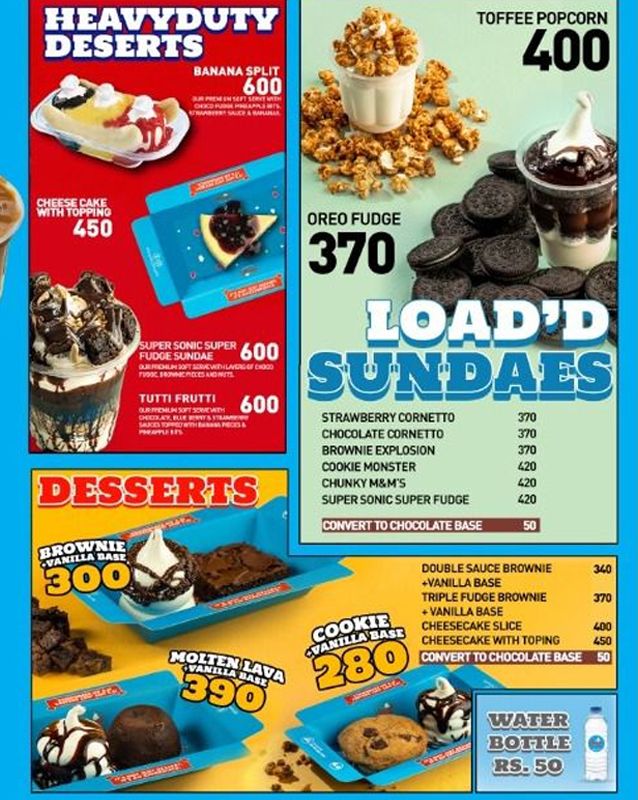 Sweet Creme menu