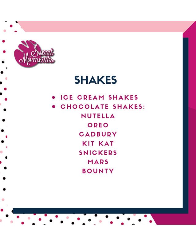 Sweet Moments menu