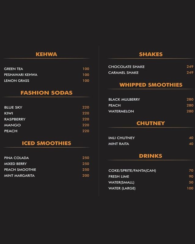 Taam Cheeni menu