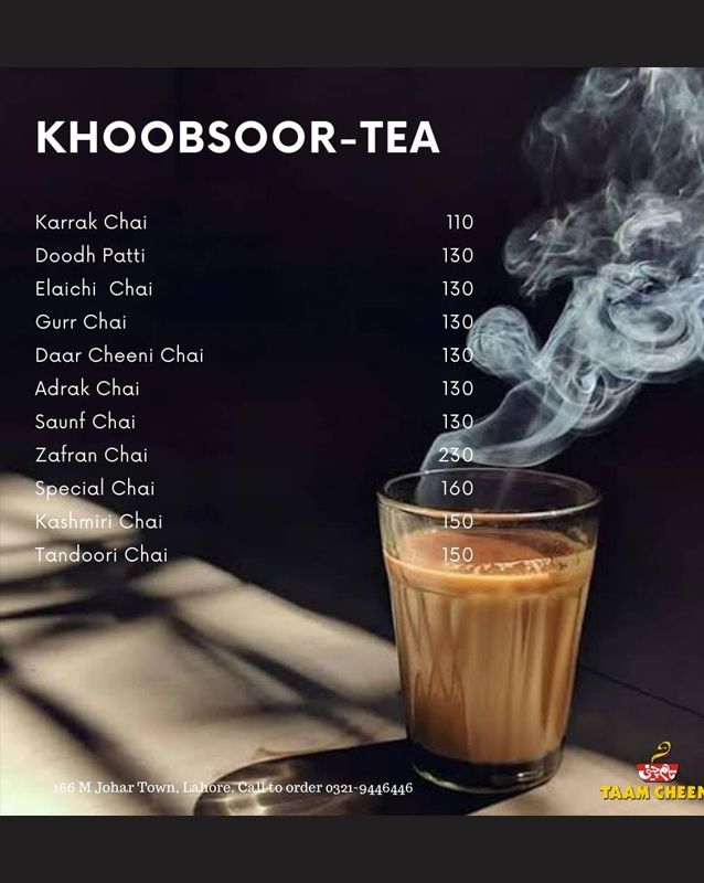 Taam Cheeni menu