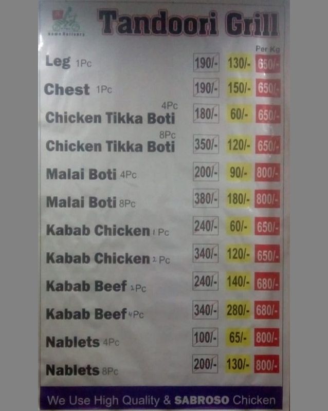 Tandoori Grill Karachi menu