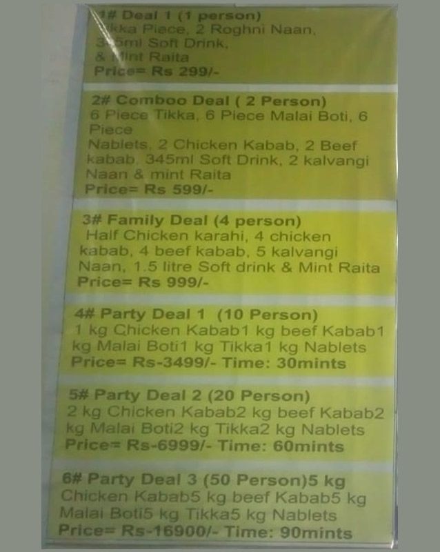 Tandoori Grill Karachi menu