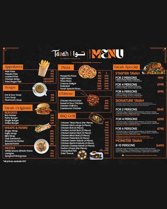 Tavah menu