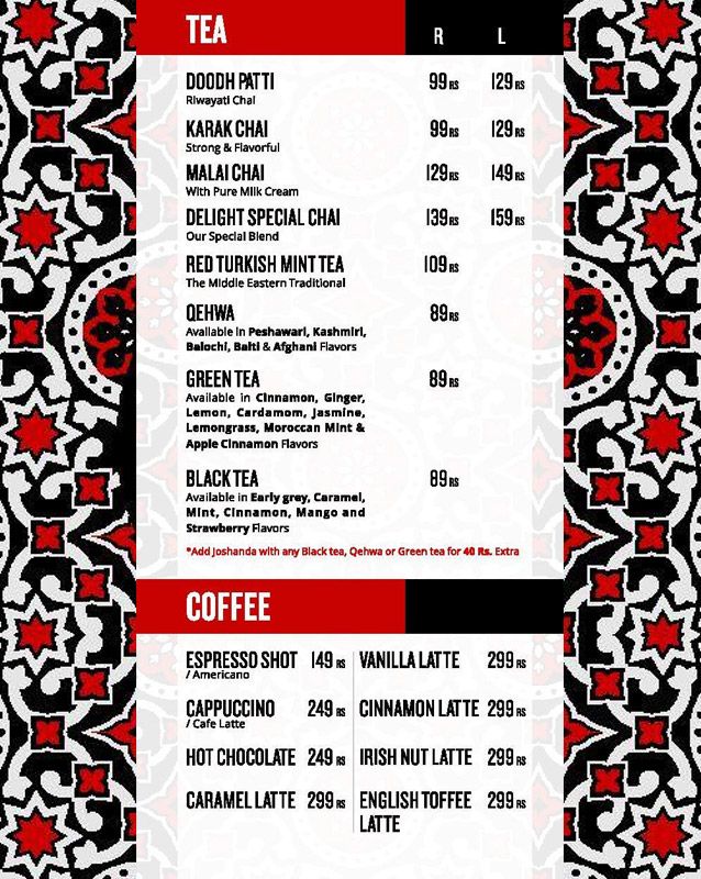 Tea Delights Cafe menu