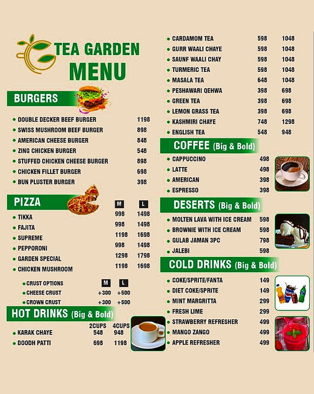 Tea Garden menu