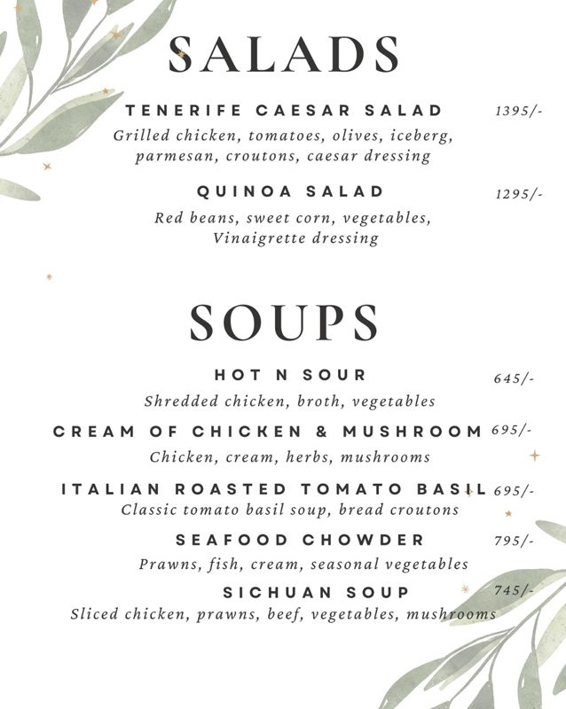 Tenerife Cafe menu