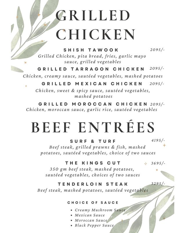 Tenerife Cafe menu