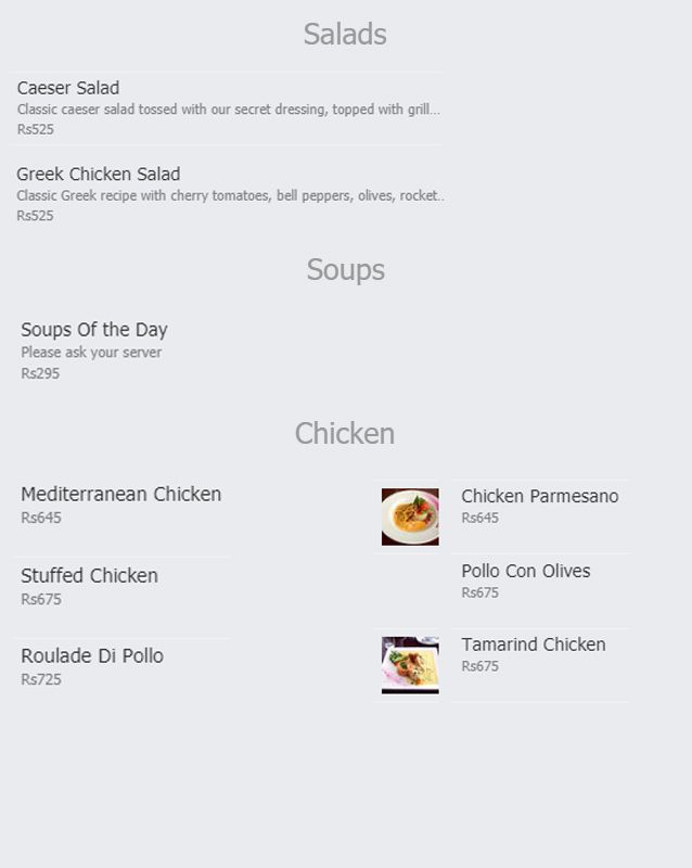 TFE Illy Coffee menu