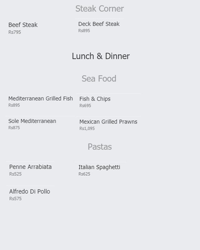 TFE Illy Coffee menu