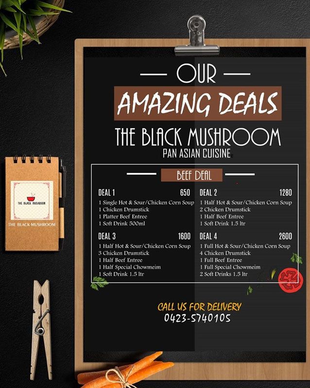 The Black Mushroom menu