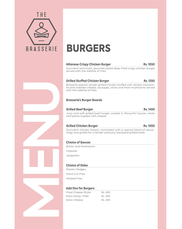 The Brasserie menu