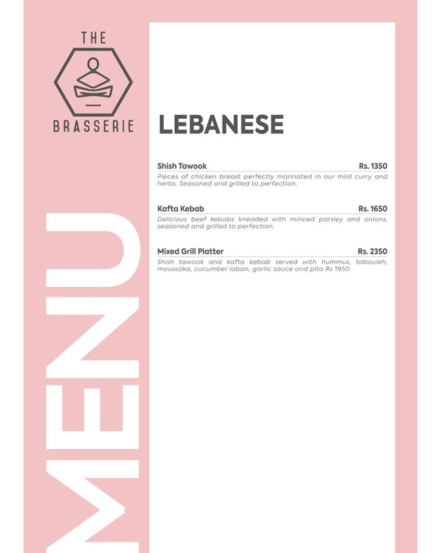 The Brasserie menu