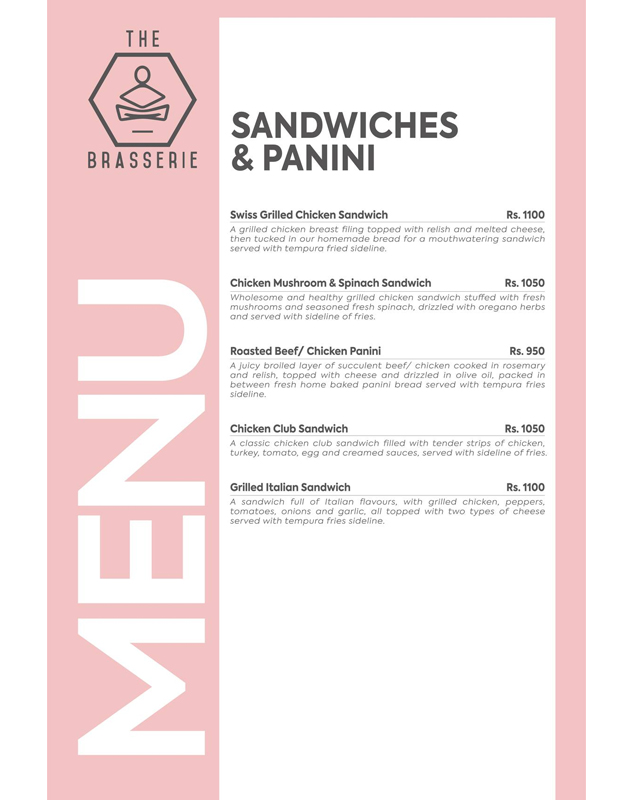The Brasserie menu