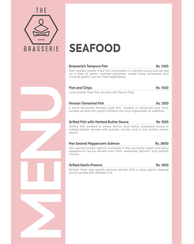 The Brasserie menu