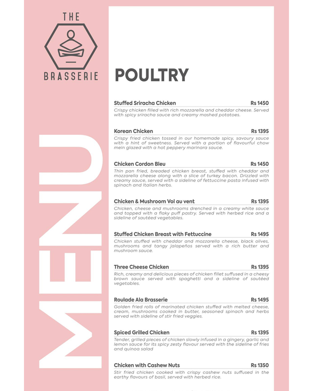The Brasserie menu