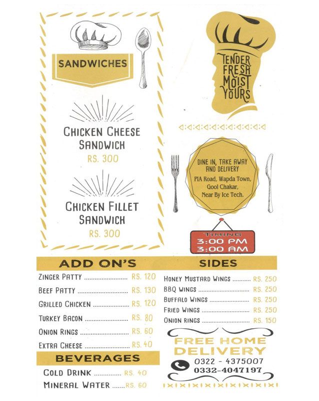 The Burger Avenue menu