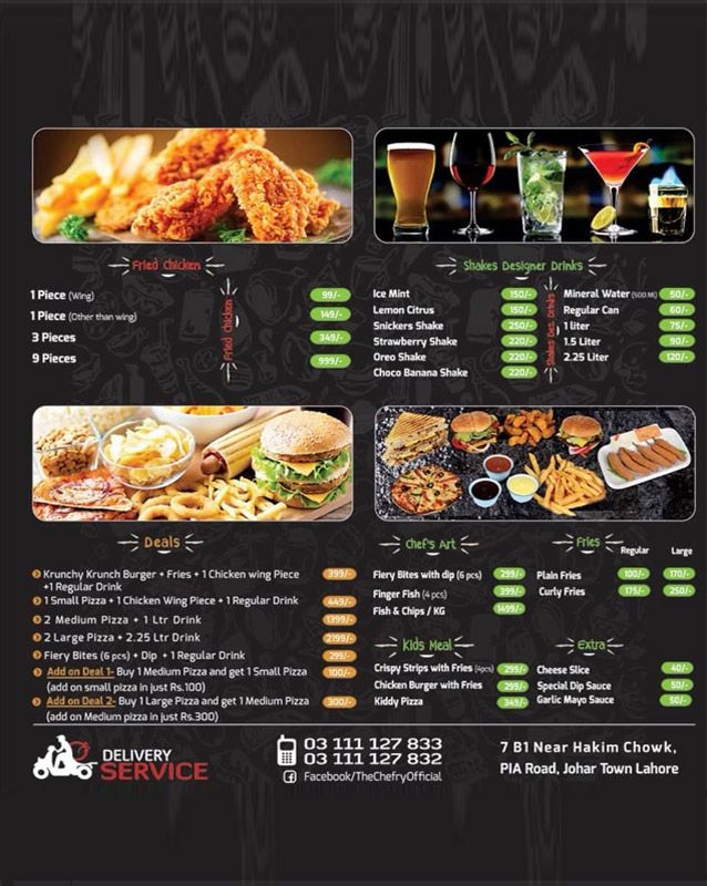 The Chefry menu