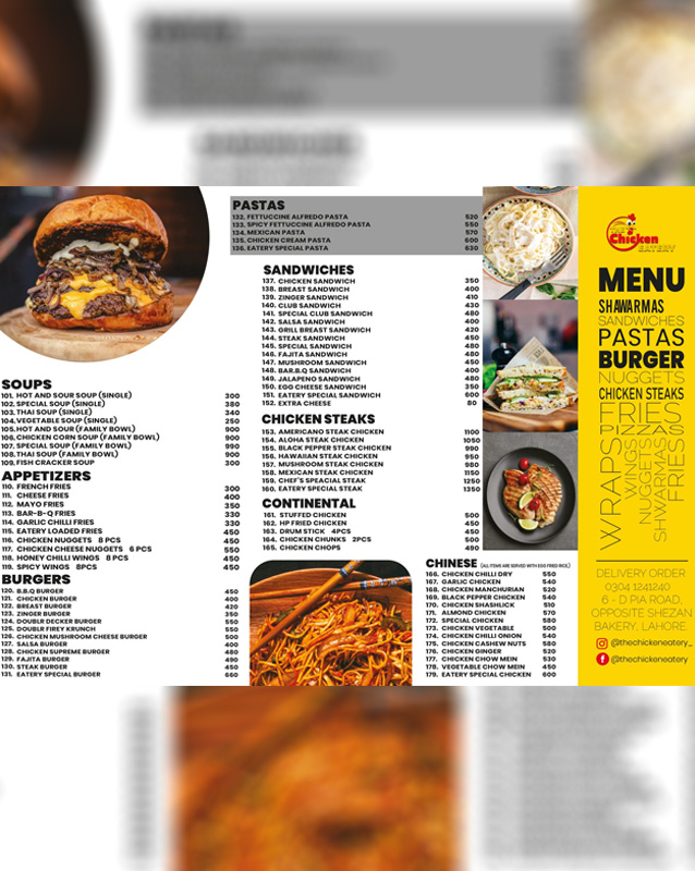 The Chicken Eatery menu