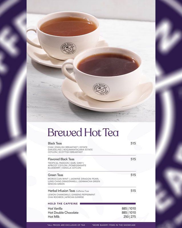 The Coffee Bean & Tea Leaf  menu