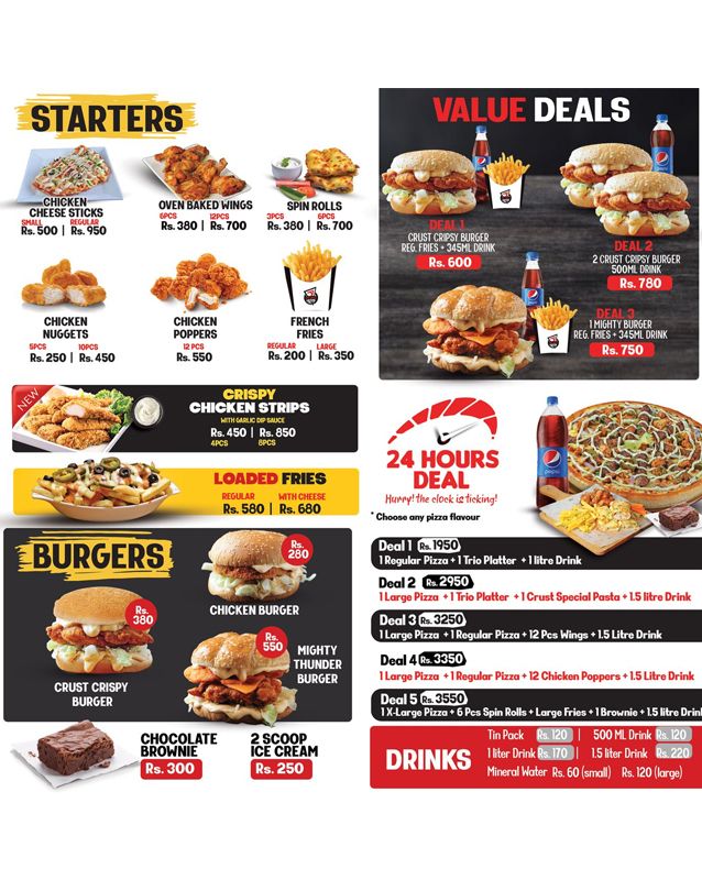 The Crust Pizza menu